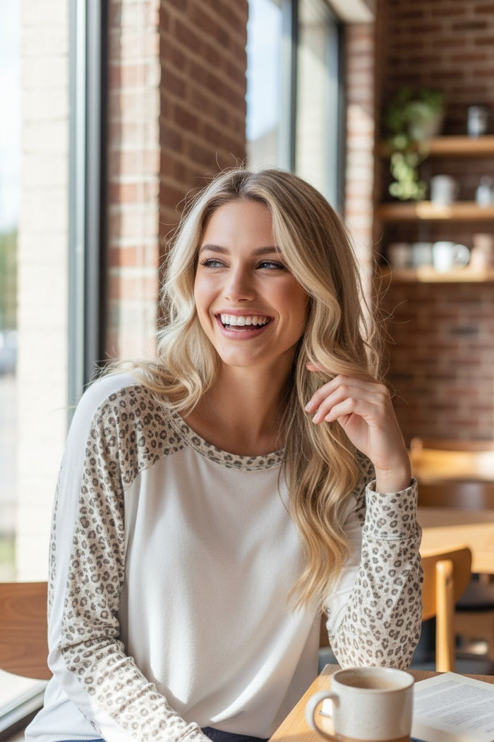 Long Sleeve Top with Animal Print