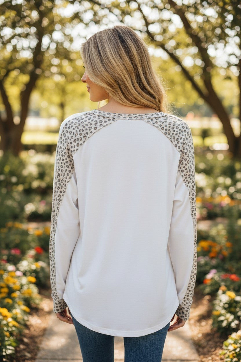 Long Sleeve Top with Animal Print