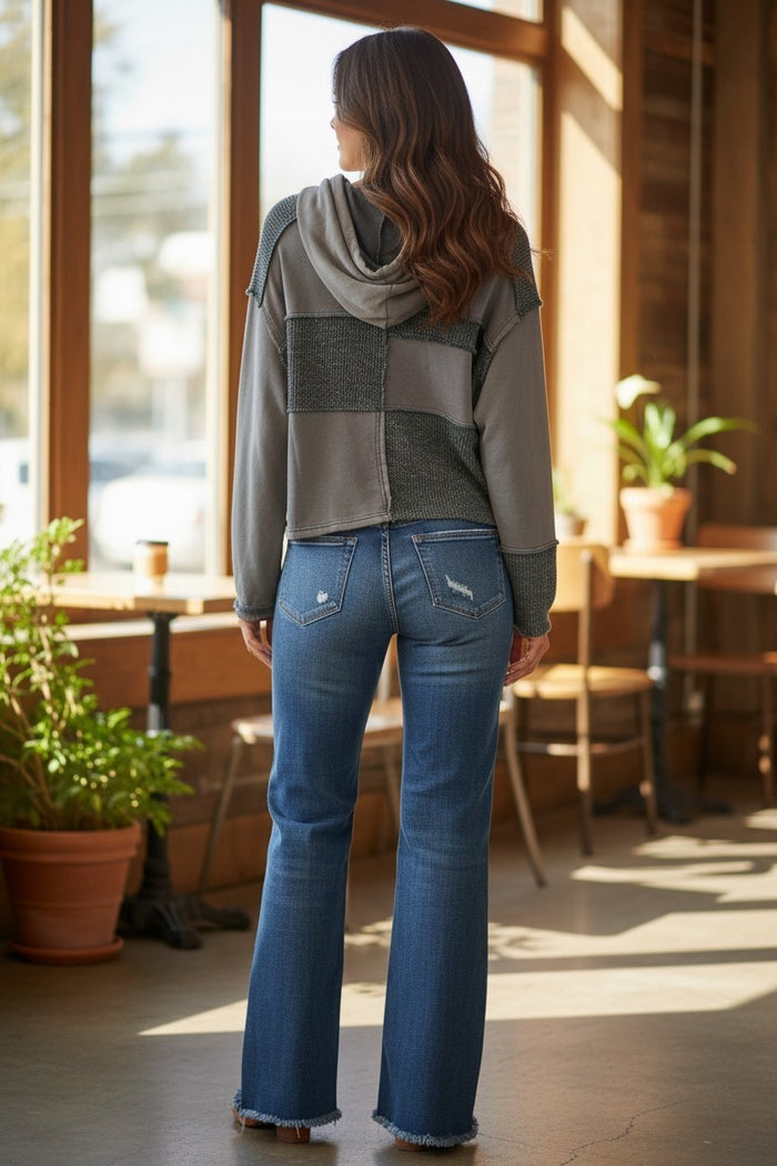 Iron Grey Flower Patch Hoodie