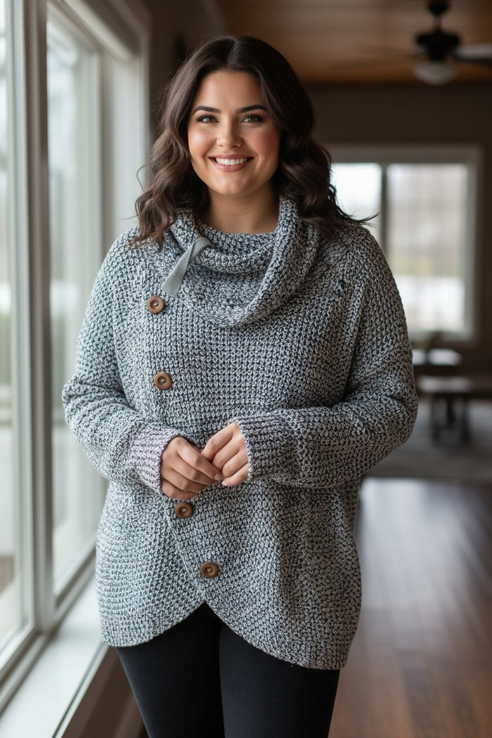 Black & White Cowl Neck Sweater