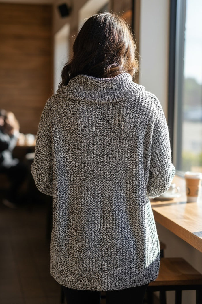 Black & White Cowl Neck Sweater