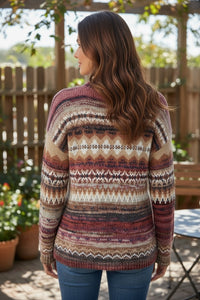 Rose & Brown Ombre Round Neck Sweater