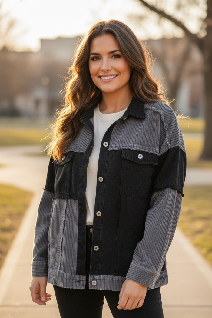 Corduroy & Black Jean Jacket