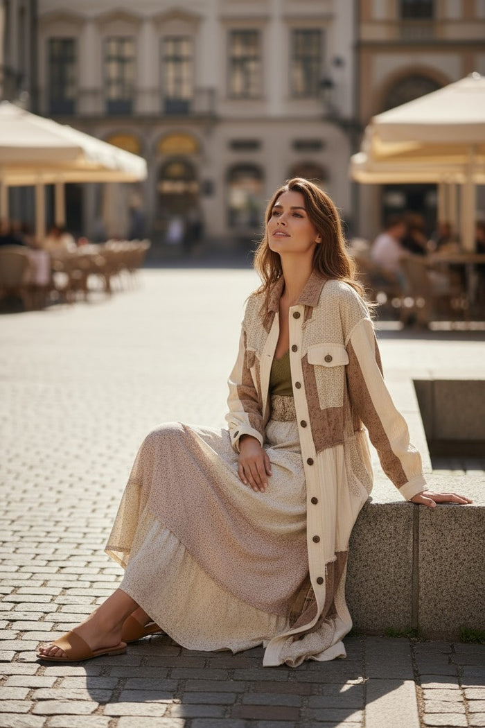 Boho Patchwork Long Gauze Jacket