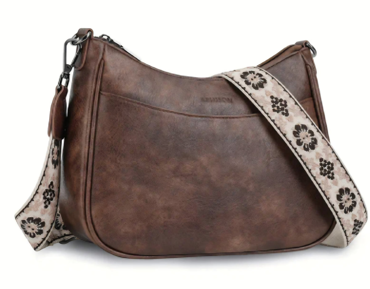 Crossbody Purse with Patterned Strap