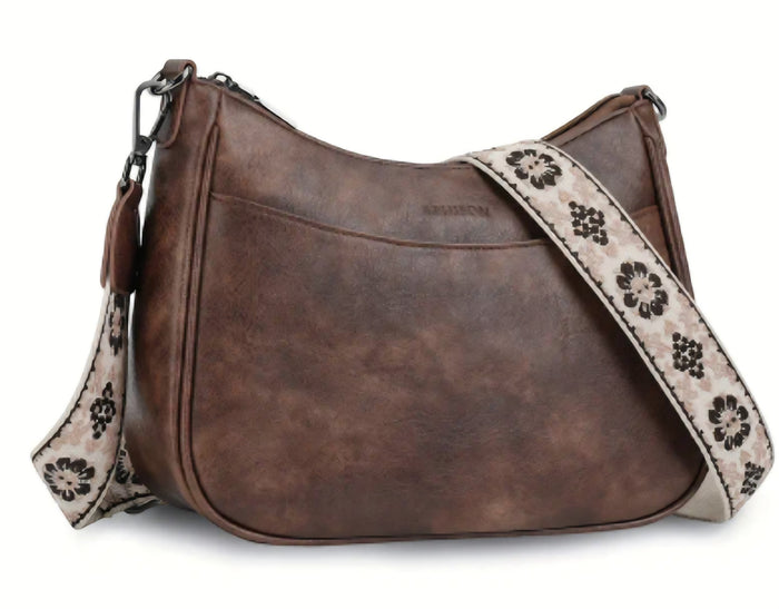 Crossbody Purse with Patterned Strap
