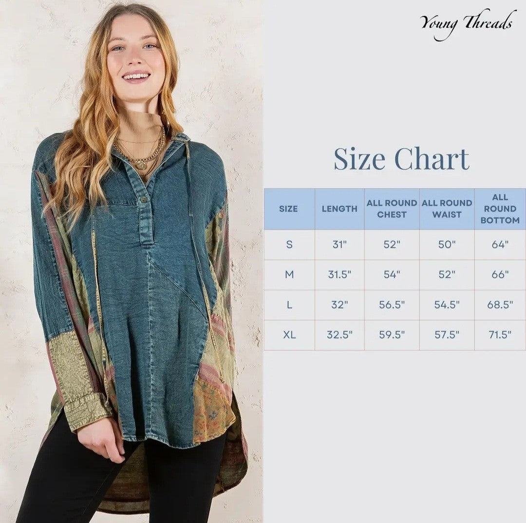 Boho Hooded Patchwork Top