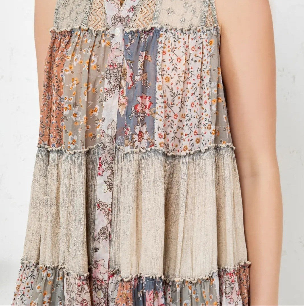 Boho-Chic Nomad Patchwork Sleeveless Top