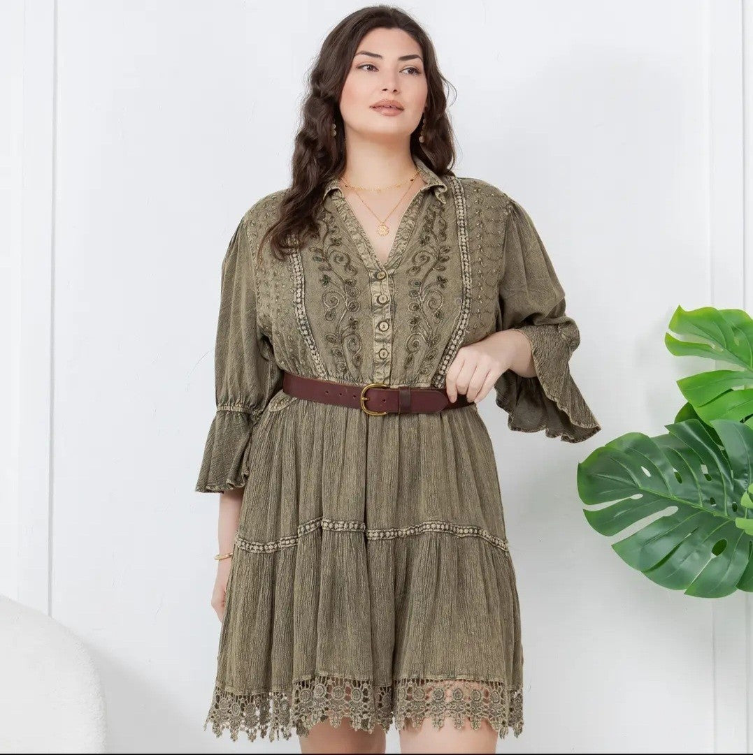 Vintage Stone-Washed Baby Doll Dress