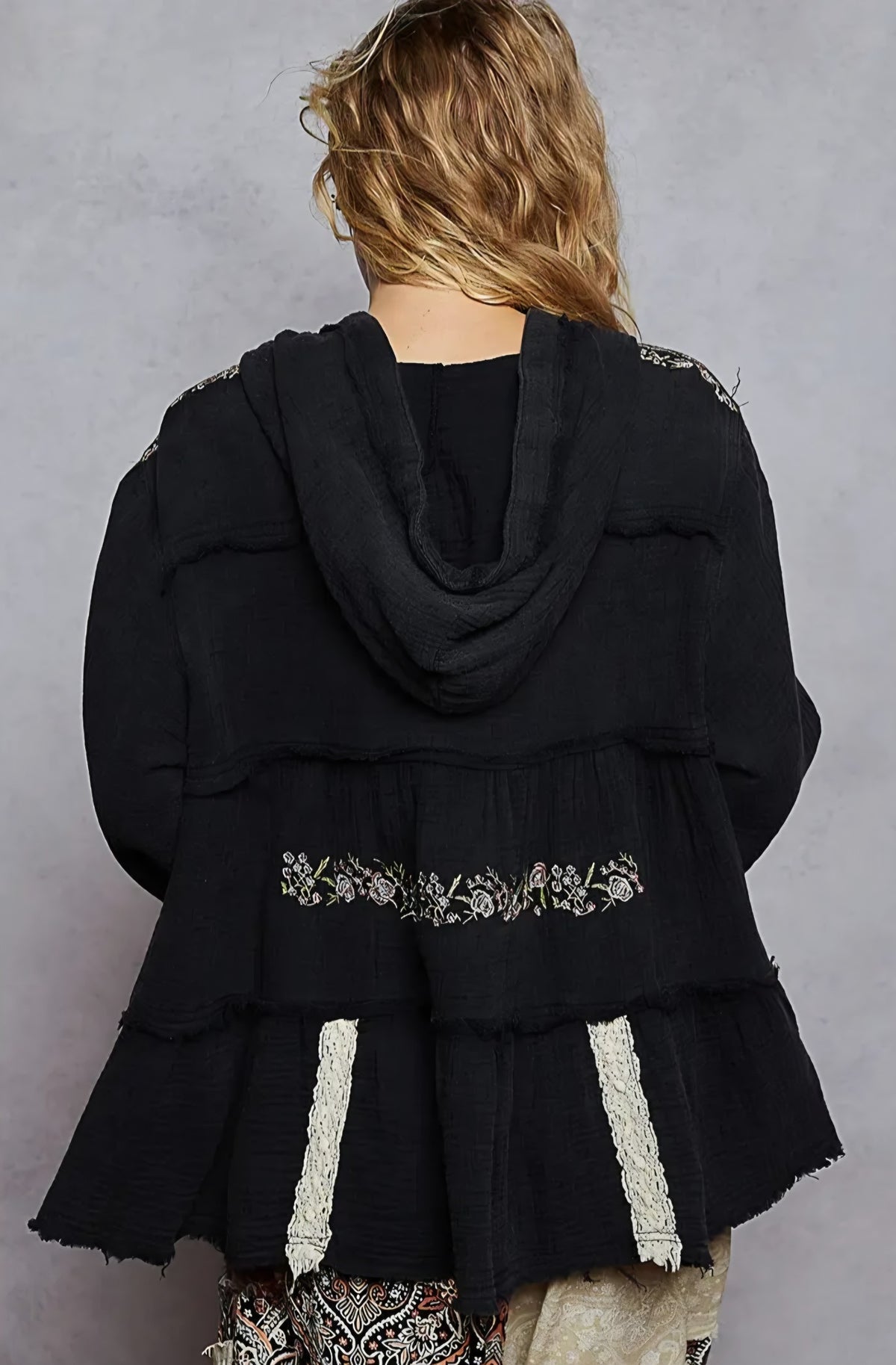 Long Sleeve Gauze Embroidered Top