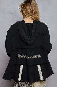 Long Sleeve Gauze Embroidered Top