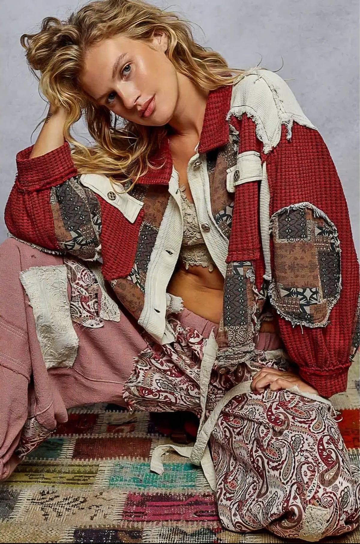 Balloon Sleeve Cropped Knit Jacket