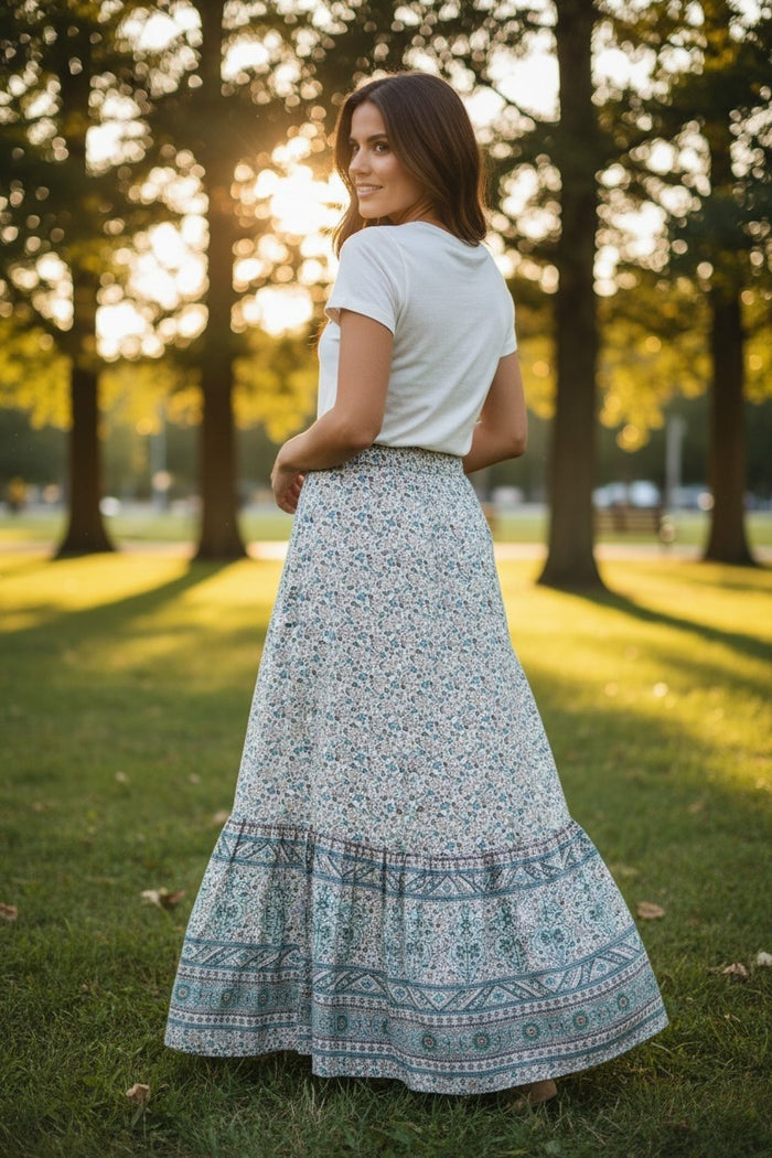 Bohemian Printed Button Up Skirt