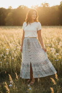 Bohemian Printed Button Up Skirt