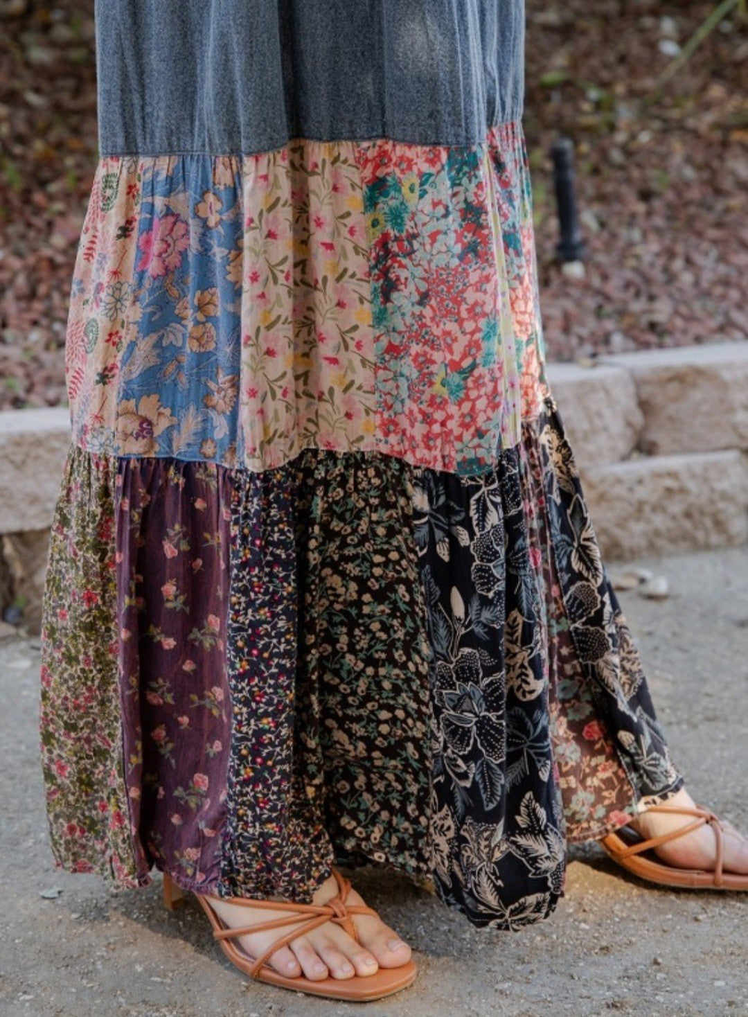 Artisan Denim & Patch Tiered Wide Leg Pants