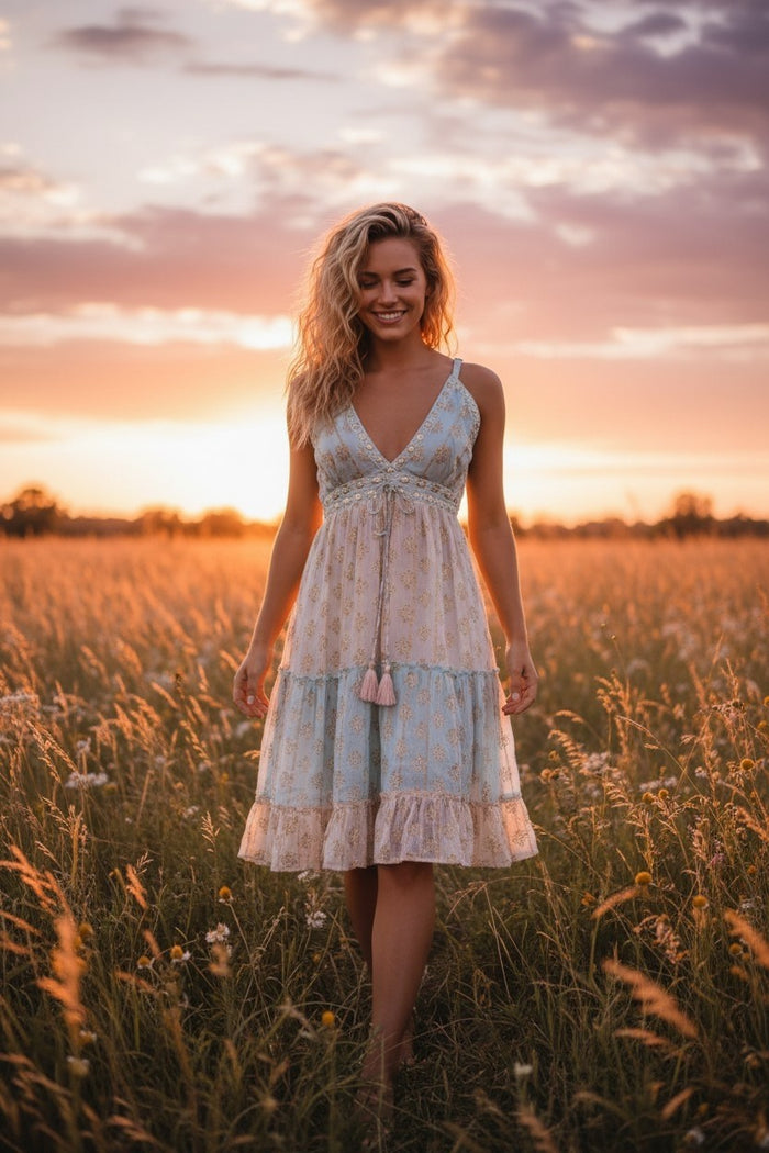 Elegant Boho Pastel Dress