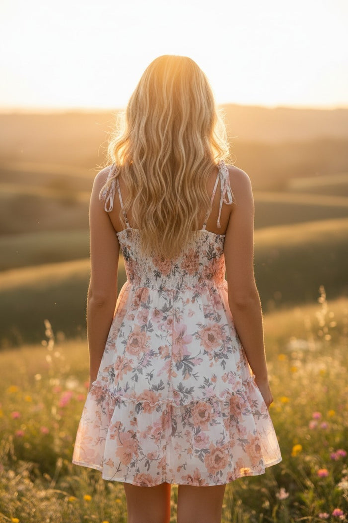 Floral Chiffon Halter Dress