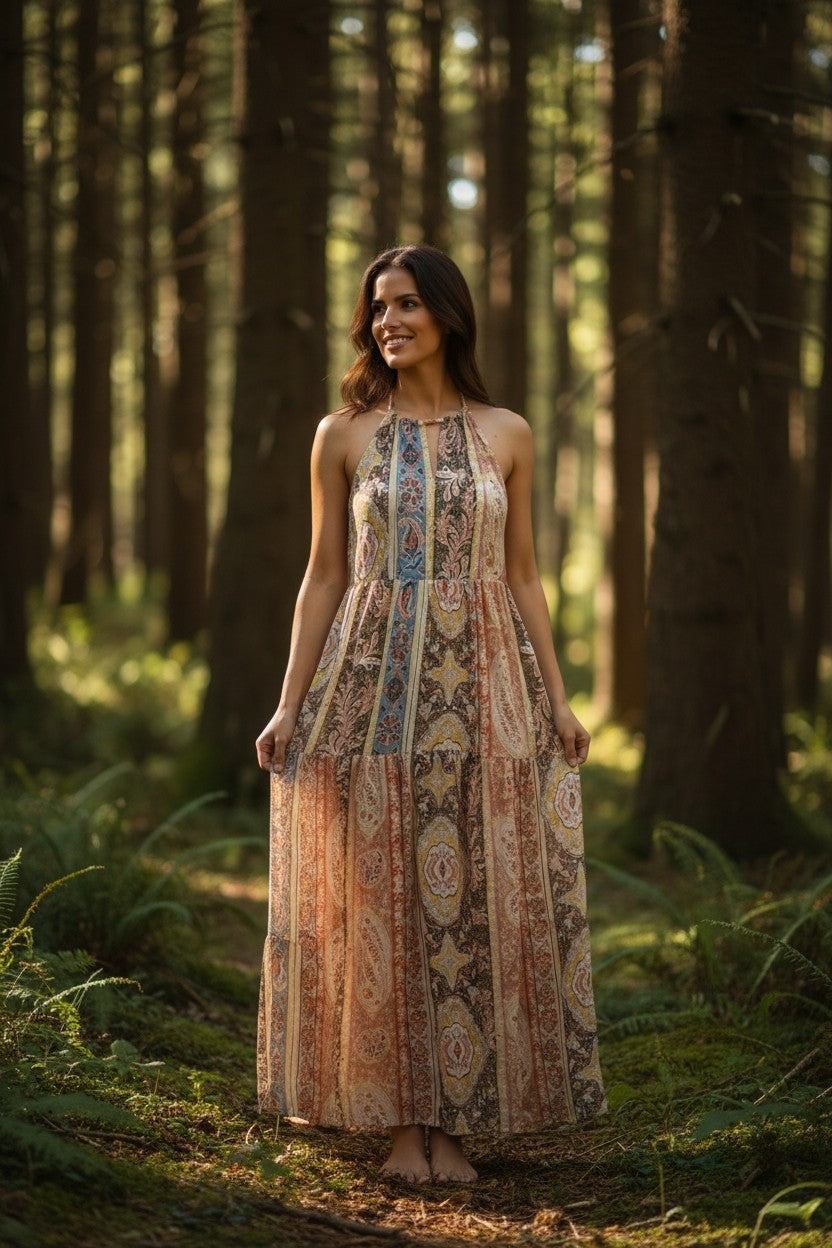 Bohemian Halter Neck Maxi Dress