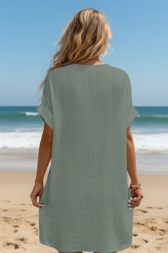 Sage Green Button-Up Shirt Dress