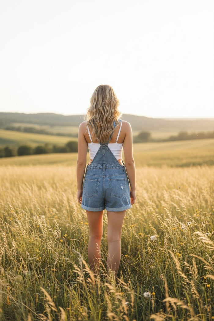 Retro Jean Bib Shorts