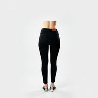 High Waisted Heavy Destruction Raw Hem Skinny Jeans